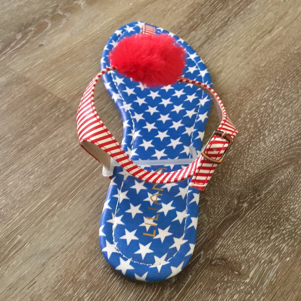 American Flag Pom Pom Sandal Flip Flops - Picture 4 of 4